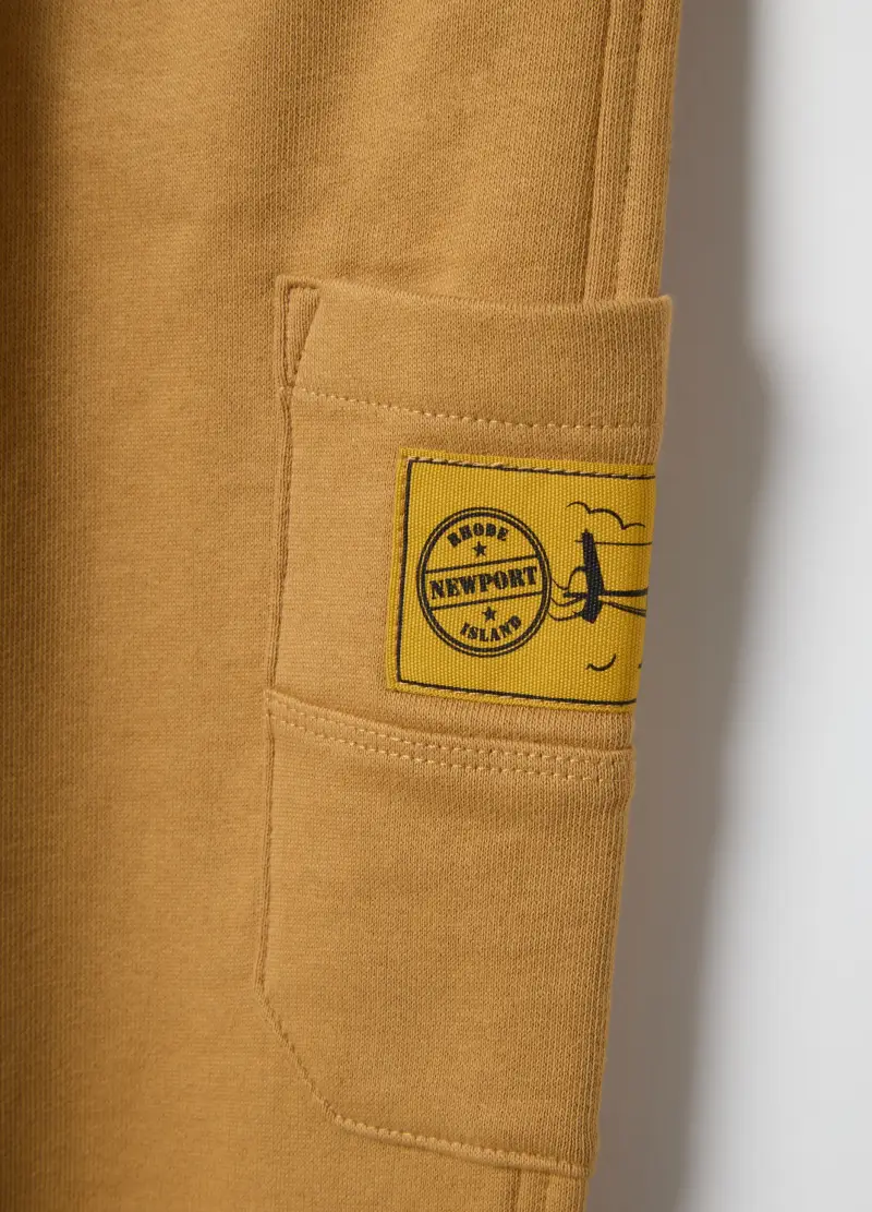 Pantaloni Jogger Gialli Da Bambino In Puro Cotone Regular Fit, Giallo miniatura 3