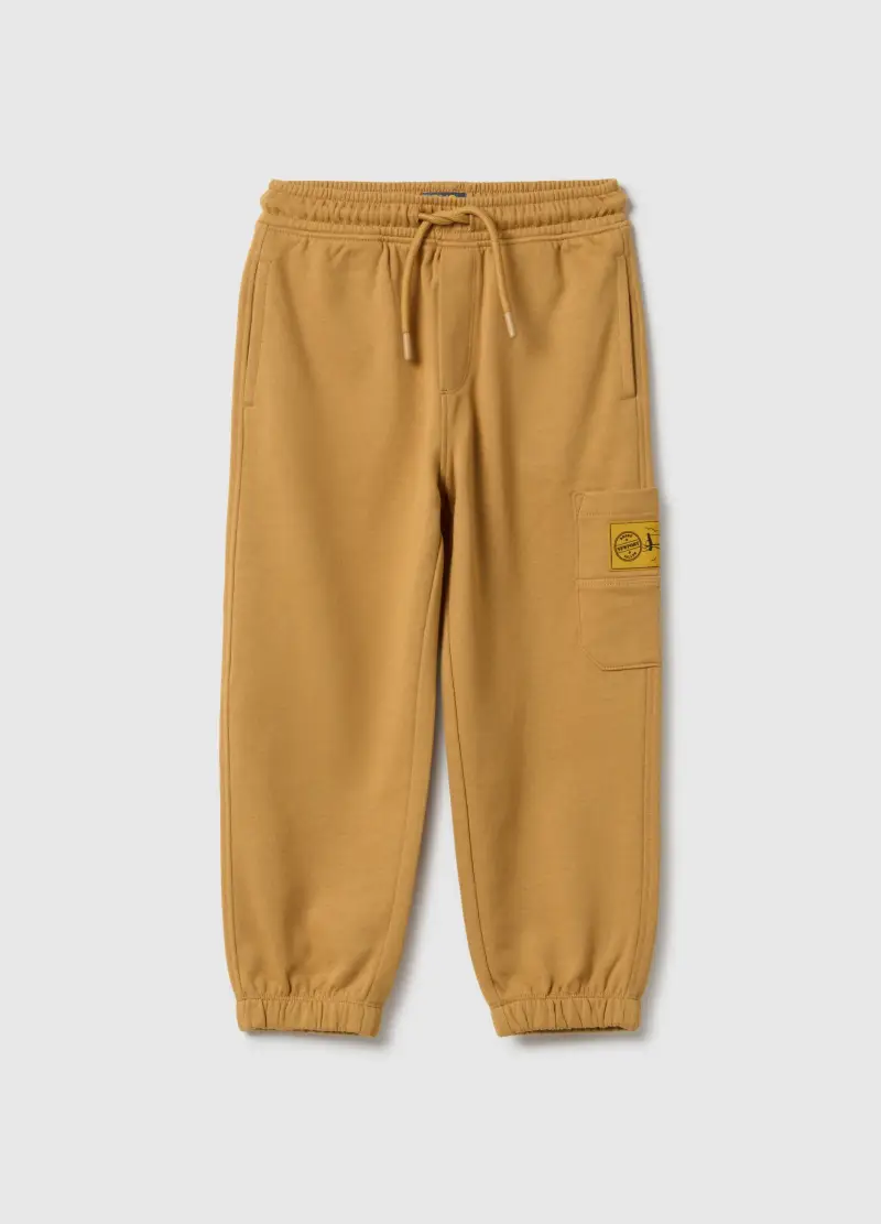 Pantaloni Jogger Gialli Da Bambino In Puro Cotone Regular Fit, Giallo