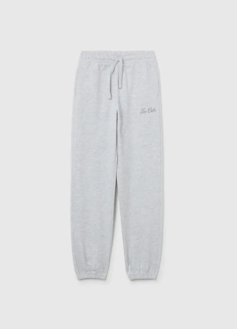 Pantaloni Jogger Grigi Da Ragazza In Misto Cotone Regular Fit, Bambina, Grigio