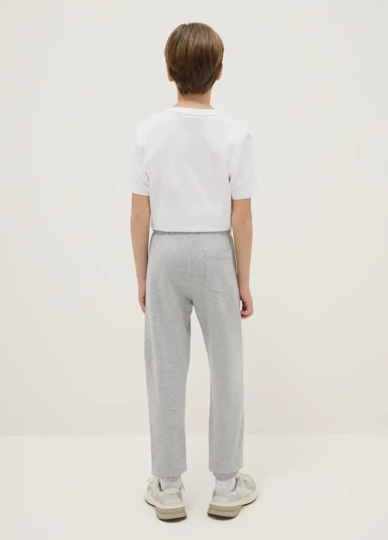 Pantaloni Jogger Grigi Da Ragazzo In Puro Cotone Regular Fit, Bambino, Grigio miniatura 2