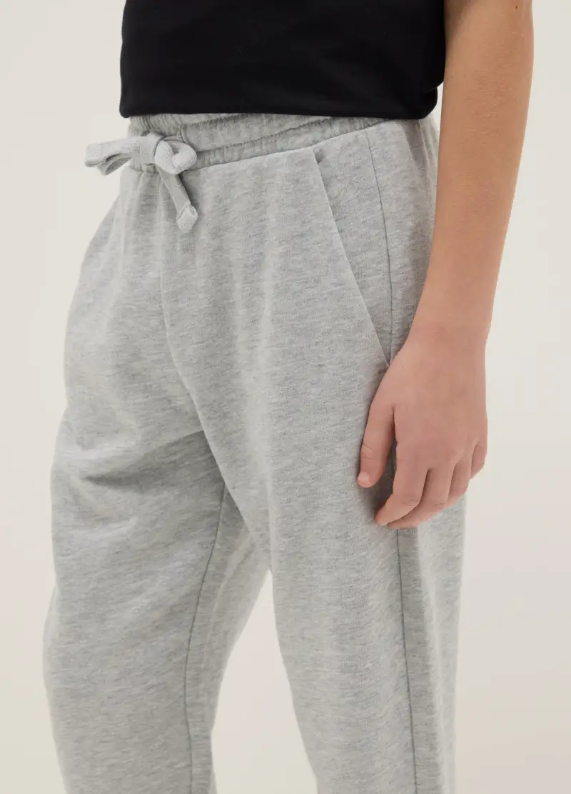 Pantaloni Jogger Grigi Da Ragazzo In Puro Cotone Regular Fit, Bambino, Grigio miniatura 3