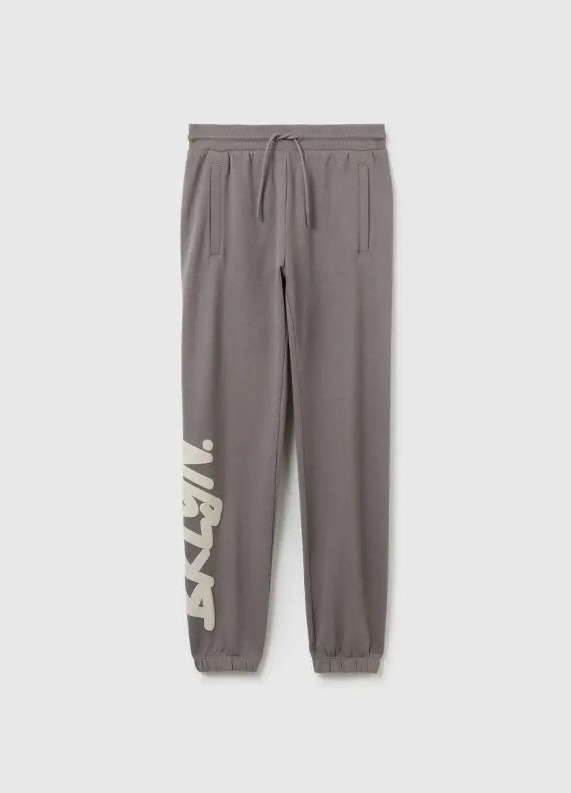 Pantaloni Jogger Grigi Da Ragazzo In Puro Cotone Vestibilità Oversize, Bambino, Grigio