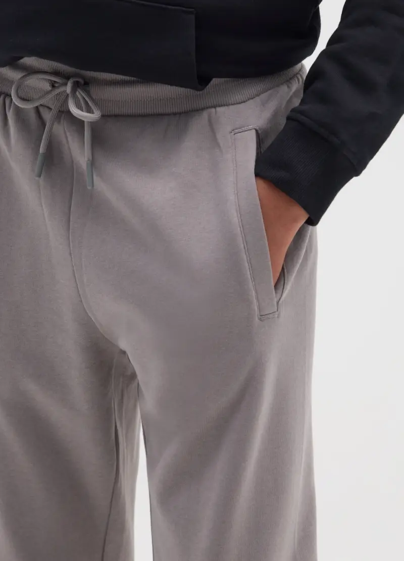 Pantaloni Jogger Grigi Da Ragazzo In Puro Cotone Vestibilità Oversize, Bambino, Grigio miniatura 3