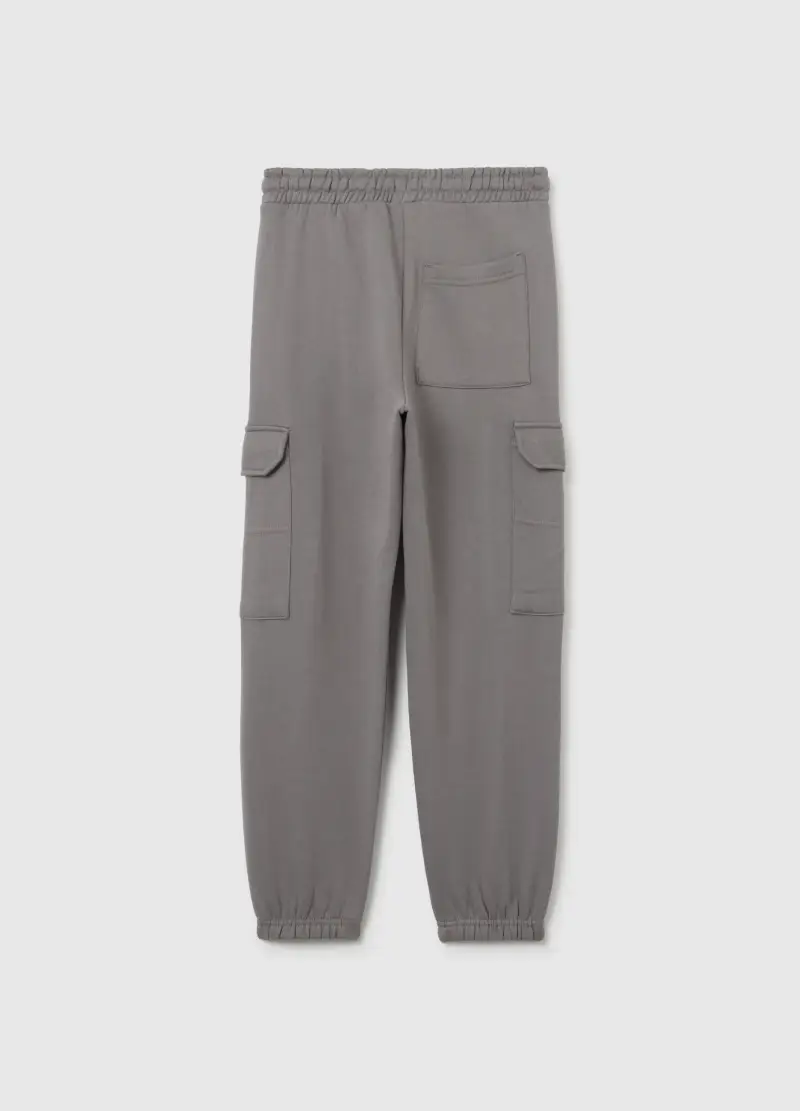 Pantaloni Jogger Grigi Da Ragazzo In Puro Cotone Vestibilità Relaxed, Bambino, Grigio miniatura 2