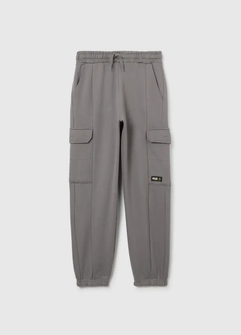 Pantaloni Jogger Grigi Da Ragazzo In Puro Cotone Vestibilità Relaxed, Bambino, Grigio