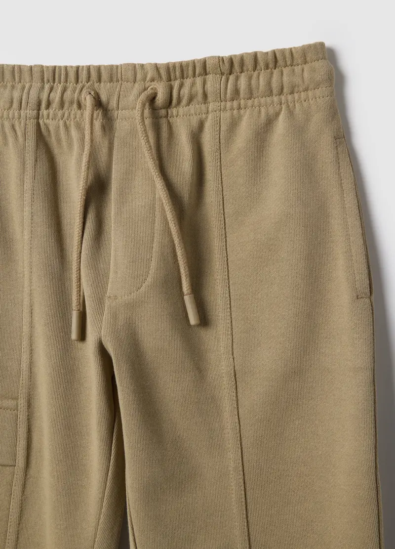 Pantaloni Jogger In Misto Cotone Beige Da Bambino Regular Fit Con Elastico, Beige miniatura 3