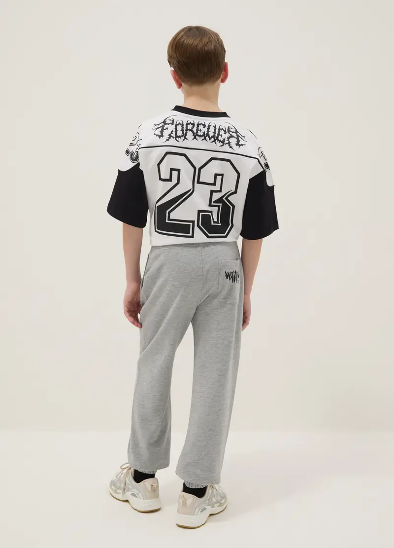 Pantaloni Jogger In Misto Cotone E Viscosa Grigi Da Ragazzo Regular Fit, Bambino, Grigio miniatura 2