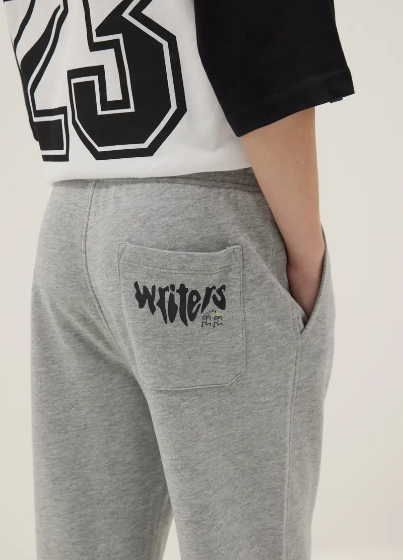 Pantaloni Jogger In Misto Cotone E Viscosa Grigi Da Ragazzo Regular Fit, Bambino, Grigio miniatura 3