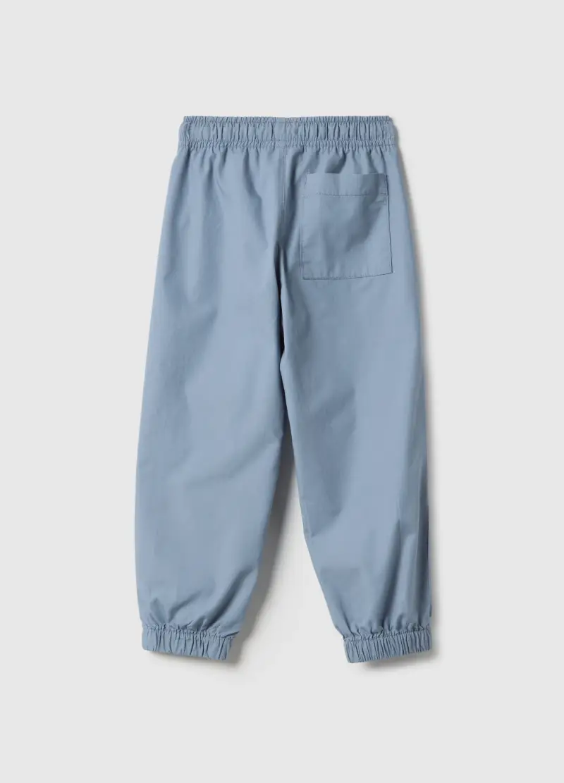 Pantaloni Jogger In Puro Cotone Azzurri Da Bambino Regular Fit, Azzurro miniatura 2