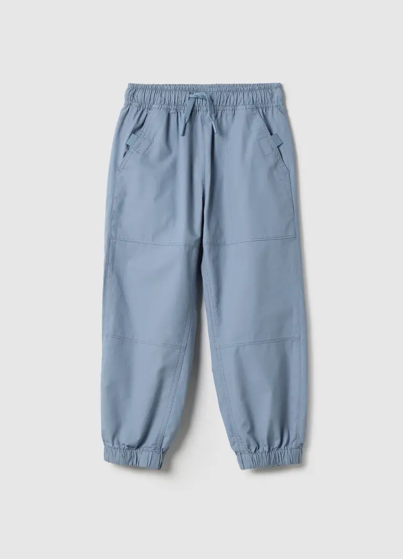 Pantaloni Jogger In Puro Cotone Azzurri Da Bambino Regular Fit, Azzurro