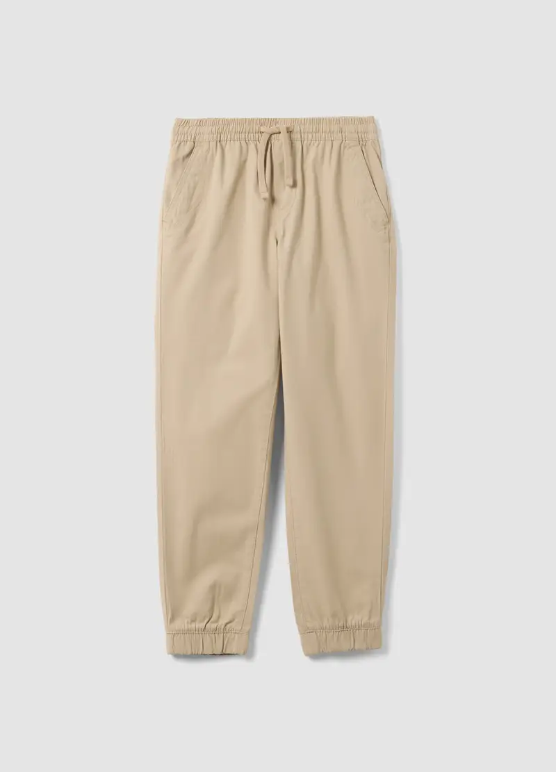 Pantaloni Jogger In Puro Cotone Beige Da Ragazzo Regular Fit, Bambino, Beige