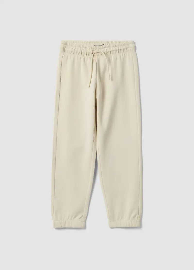 Pantaloni Jogger In Puro Cotone Bianchi Da Bambino Regular Fit, Bianco