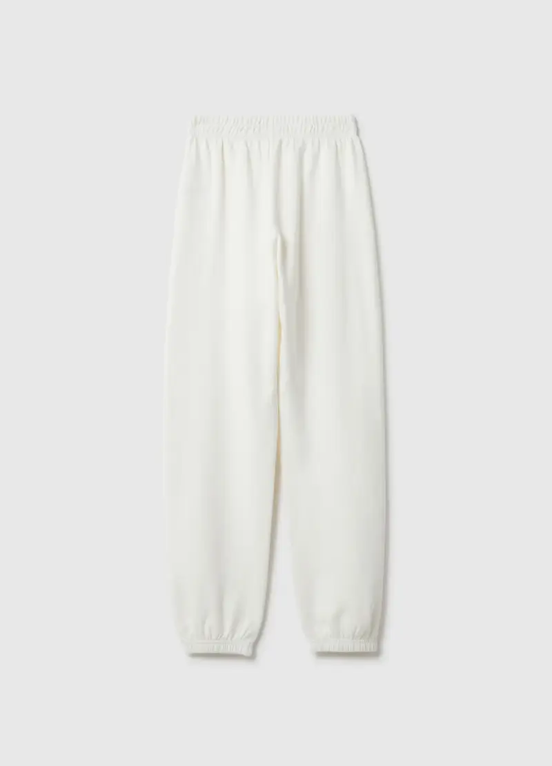 Pantaloni Jogger In Puro Cotone Bianco Da Ragazza Regular Fit, Bambina, Bianco miniatura 2