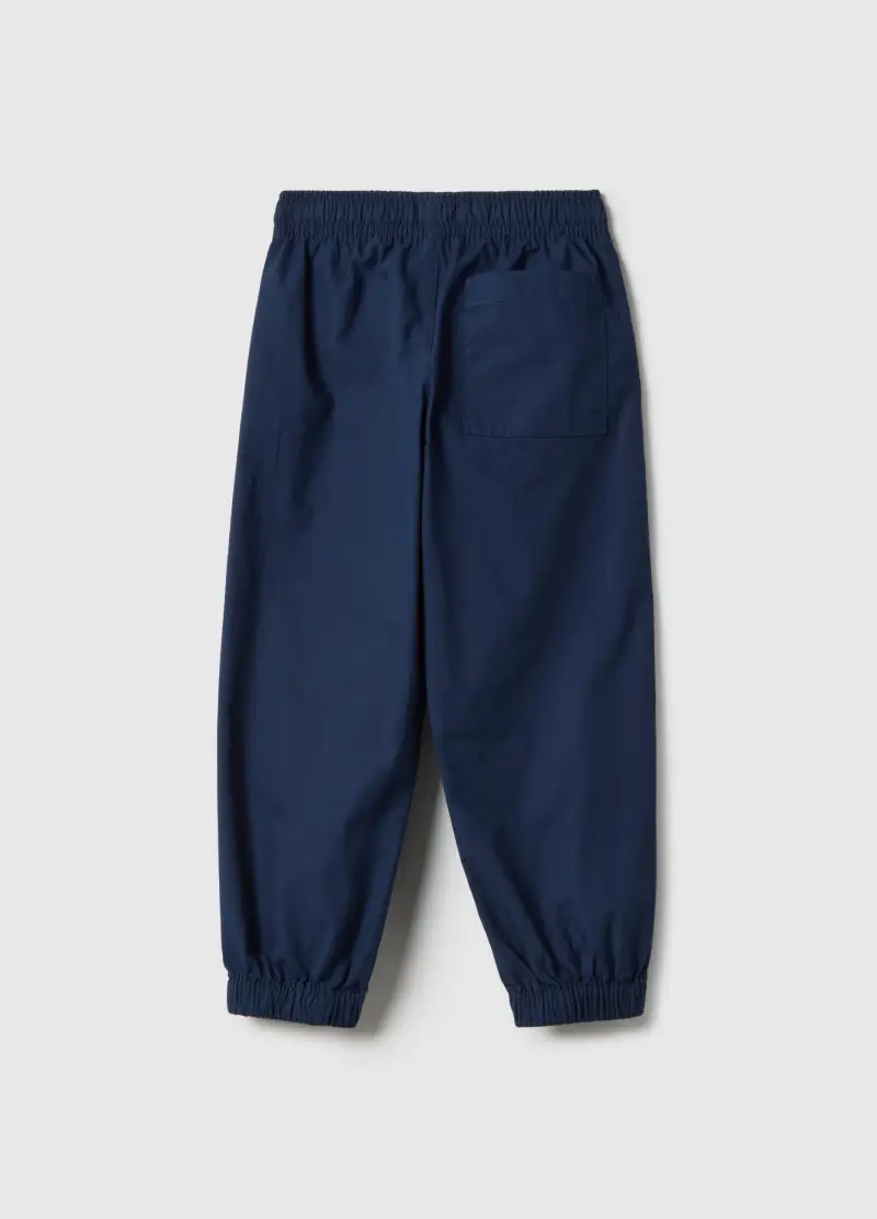 Pantaloni Jogger In Puro Cotone Blu Da Bambino Regular Fit, Blu miniatura 2