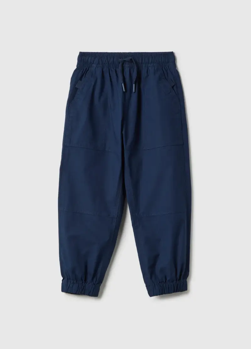 Pantaloni Jogger In Puro Cotone Blu Da Bambino Regular Fit, Blu
