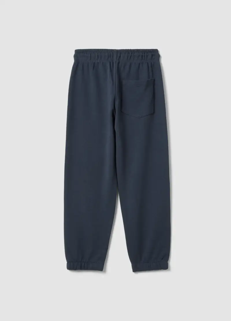 Pantaloni Jogger In Puro Cotone Blu Da Bambino Regular Fit, Blu miniatura 2