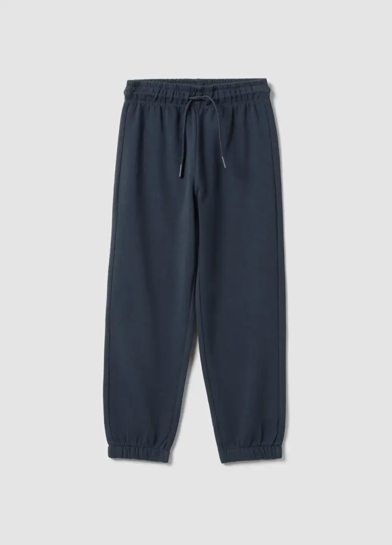 Pantaloni Jogger In Puro Cotone Blu Da Bambino Regular Fit, Blu