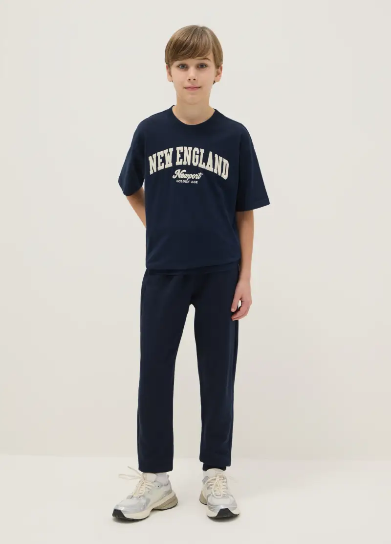 Ovs Kids Pantaloni Jogger Blu Da Ragazzo In Puro Cotone