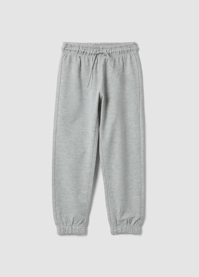 Pantaloni Jogger In Puro Cotone Grigi Da Bambino Regular Fit, Grigio