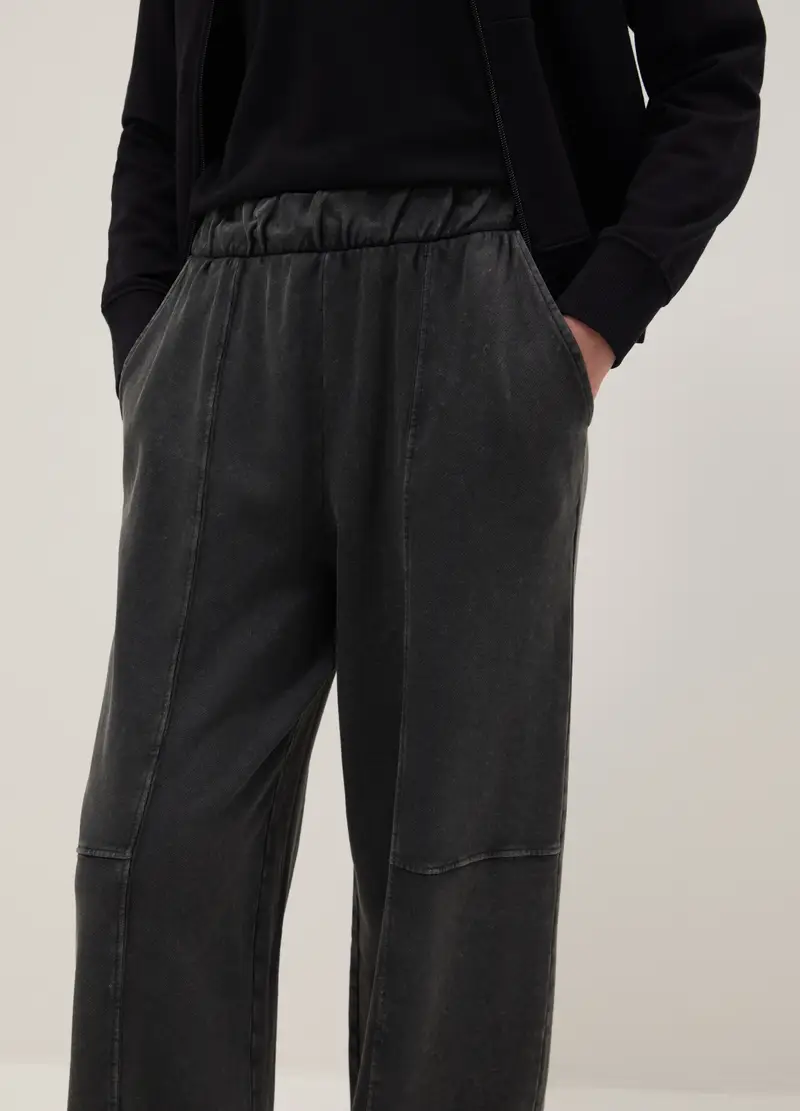 Pantaloni Jogger In Puro Cotone Grigio Da Ragazza Oversize Fit, Bambina, Grigio miniatura 3