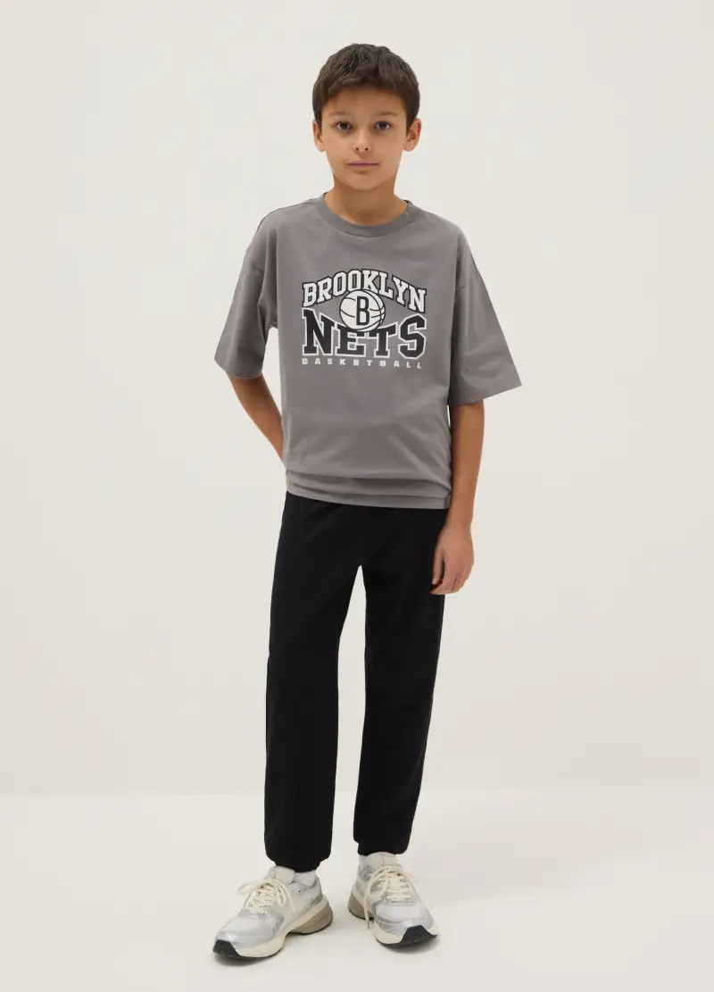 Ovs Kids Pantaloni Jogger Nero in Puro Cotone per Ragazzo