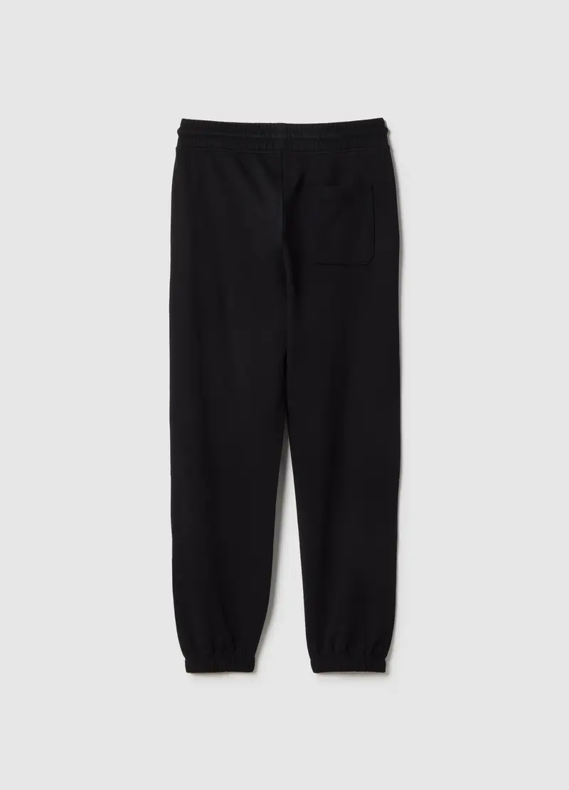 Pantaloni Jogger In Puro Cotone Nero Da Ragazzo Regular Fit, Bambino, Nero miniatura 2