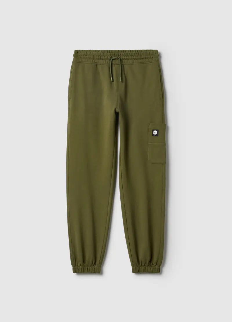 Ovs Kids Pantaloni Jogger Verde in Puro Cotone per Ragazzo