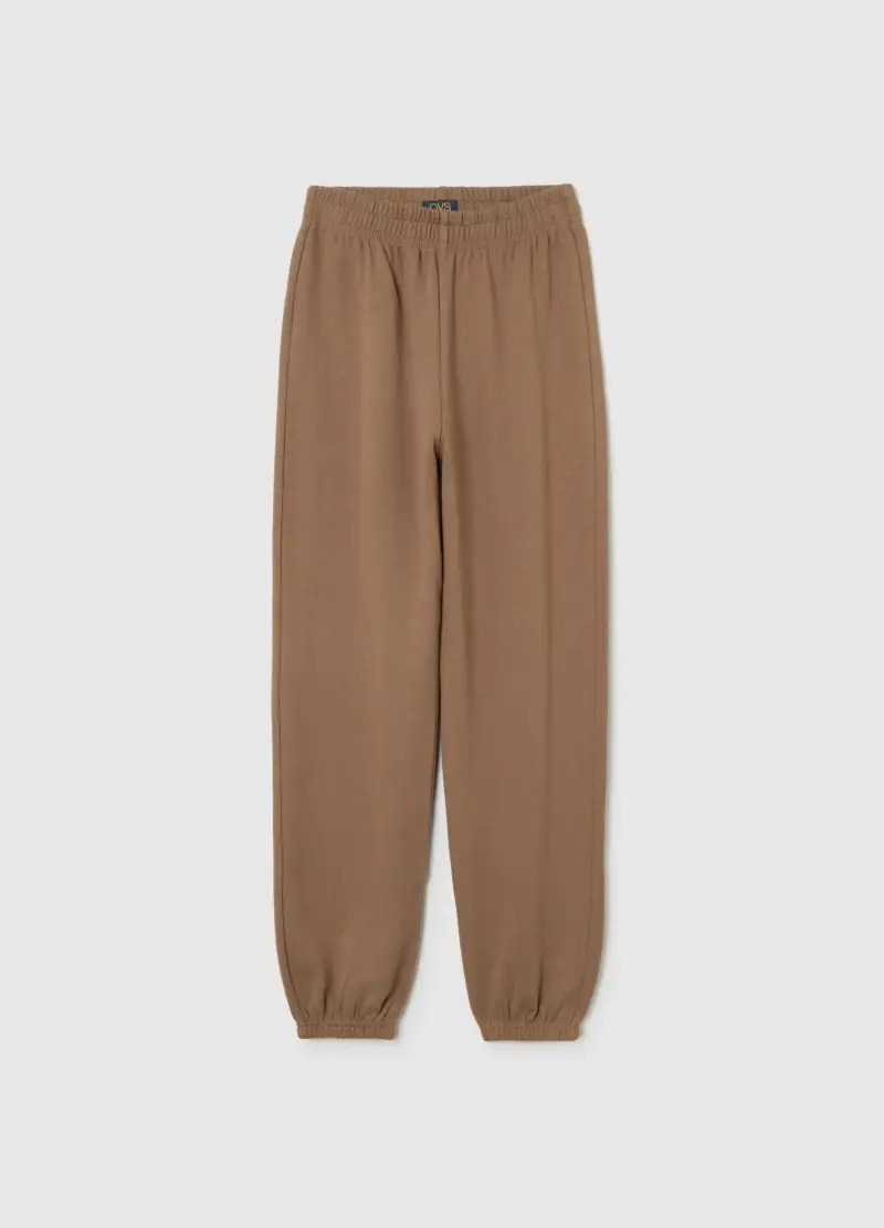 Pantaloni Jogger Marroni In Cotone, Bambina, Marrone