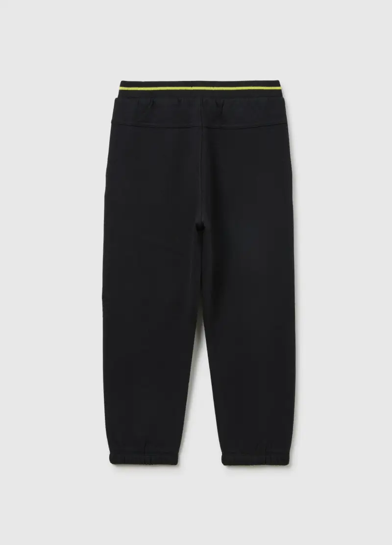 Pantaloni Jogger Neri Da Bambino In Misto Cotone Regular Fit, Nero miniatura 2