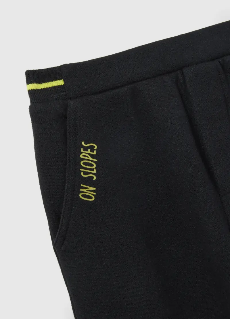 Pantaloni Jogger Neri Da Bambino In Misto Cotone Regular Fit, Nero miniatura 3
