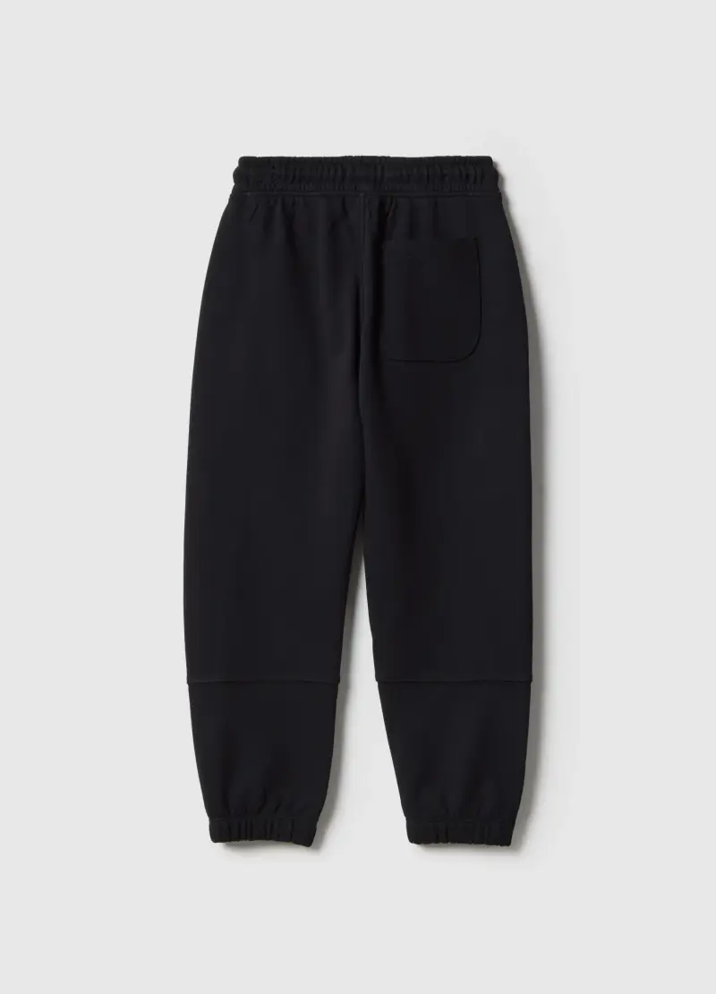 Pantaloni Jogger Neri Da Bambino In Puro Cotone Regular Fit, Nero miniatura 2