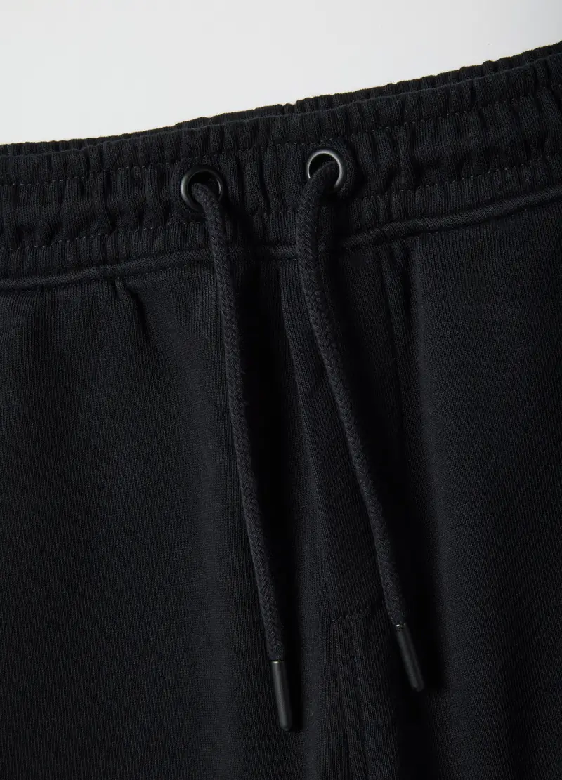 Pantaloni Jogger Neri Da Bambino In Puro Cotone Regular Fit, Nero miniatura 3