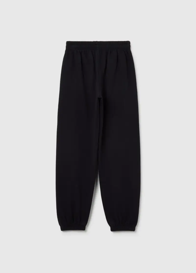 Pantaloni Jogger Neri Da Ragazza In Puro Cotone Con Stampa, Bambina, Nero miniatura 2