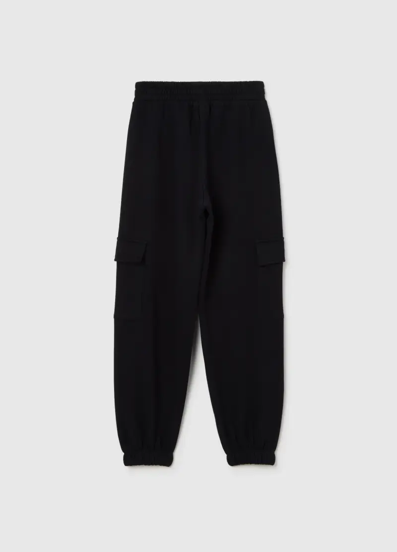 Pantaloni Jogger Neri Da Ragazza In Puro Cotone Relaxed Fit, Bambina, Nero miniatura 2