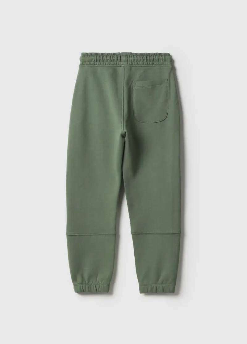 Pantaloni Jogger Verdi Da Bambino In Puro Cotone Regular Fit, Verde miniatura 2
