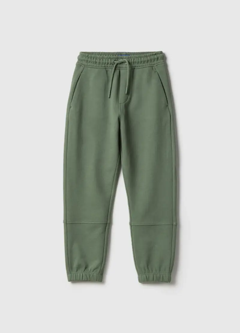 Pantaloni Jogger Verdi Da Bambino In Puro Cotone Regular Fit, Verde