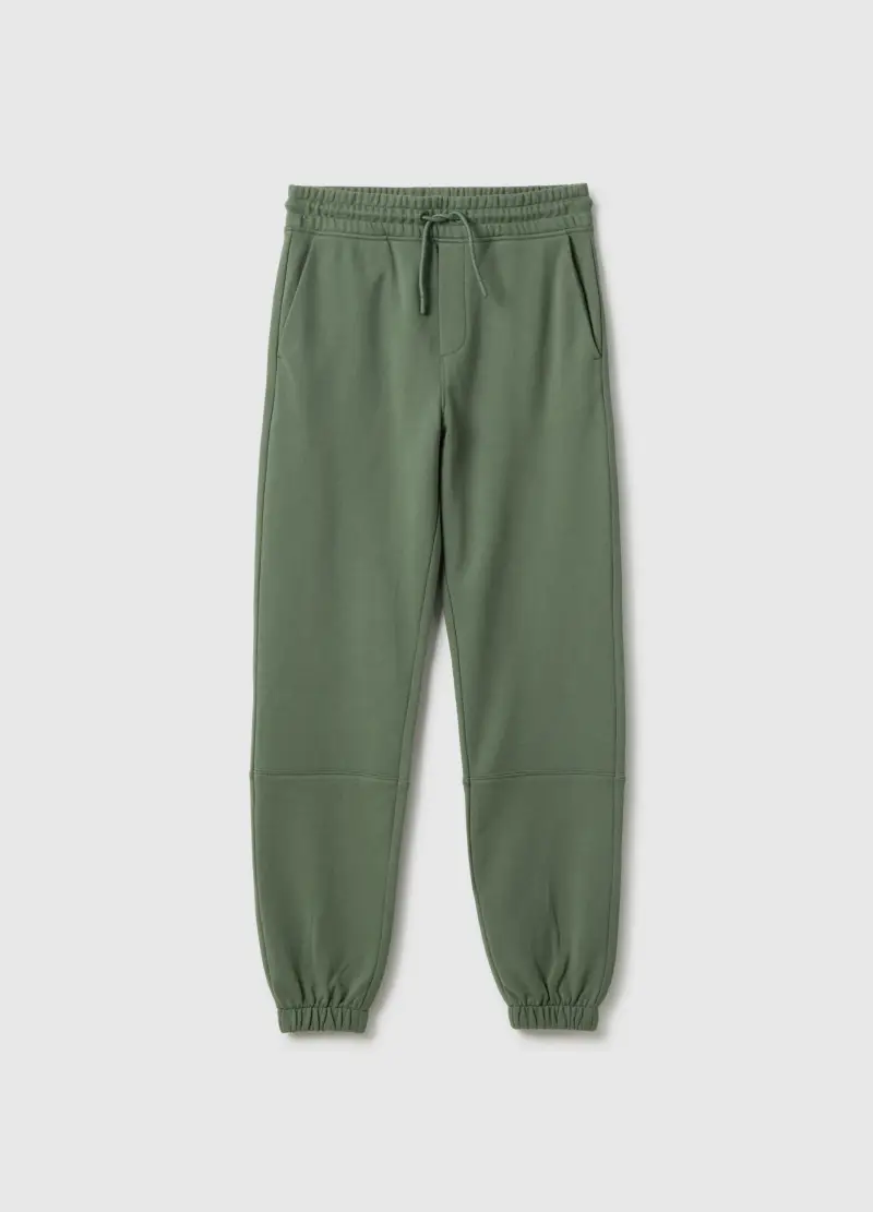 Pantaloni Jogger Verdi Da Ragazzo In Puro Cotone Organico Regular Fit, Bambino, Verde