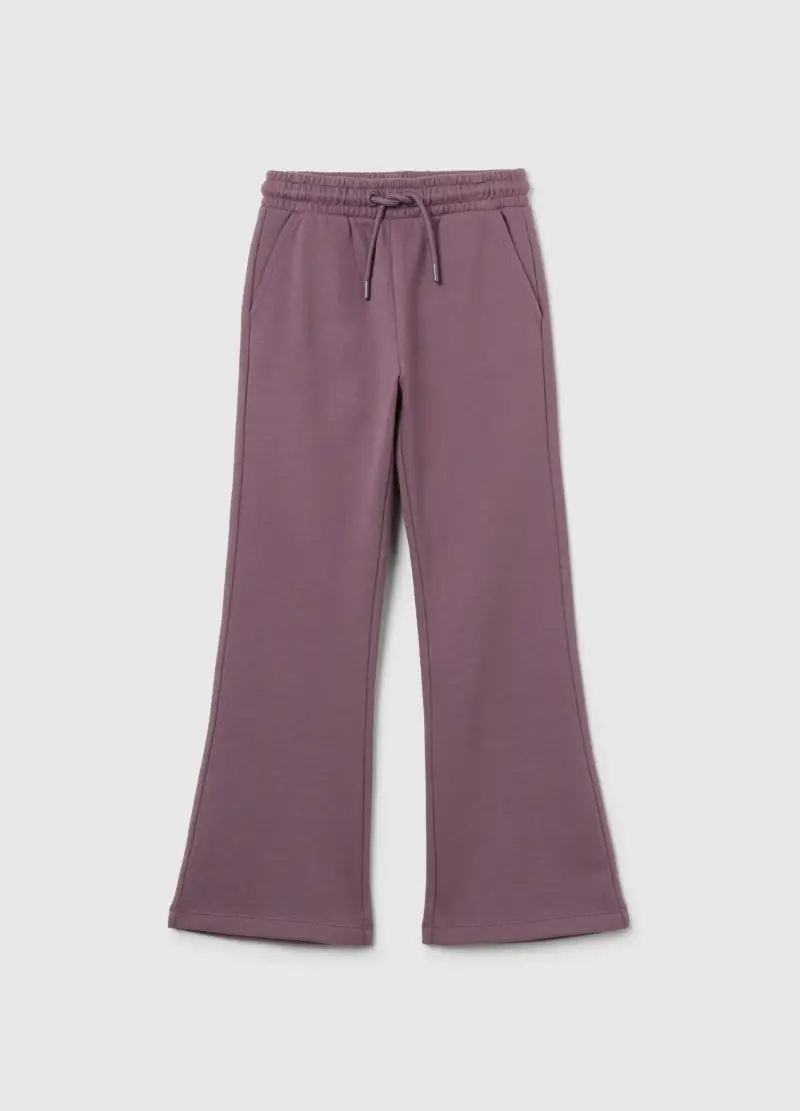 Pantaloni Jogger Viola Da Bambina In Puro Cotone Regular Fit, Viola