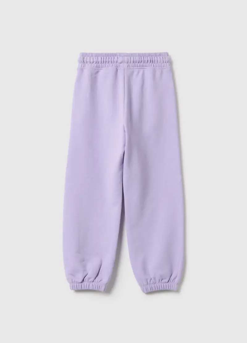 Pantaloni Jogger Viola Da Bambina In Puro Cotone Regular Fit, Viola miniatura 2