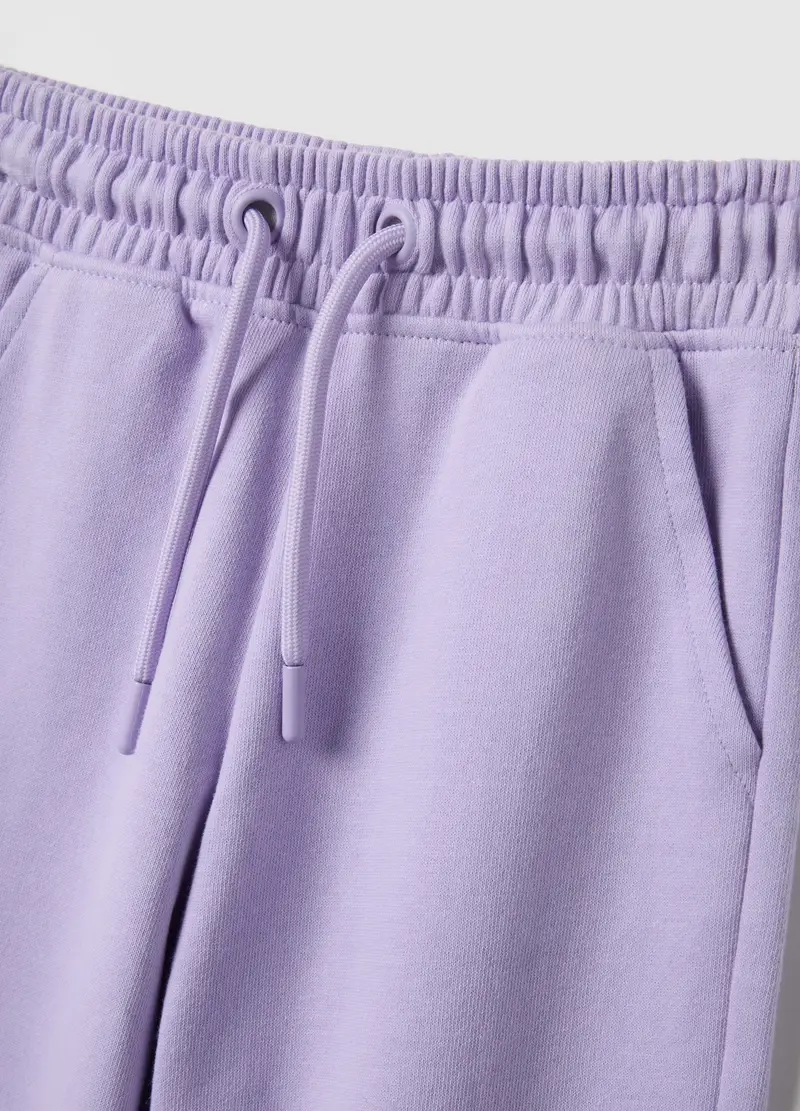 Pantaloni Jogger Viola Da Bambina In Puro Cotone Regular Fit, Viola miniatura 3