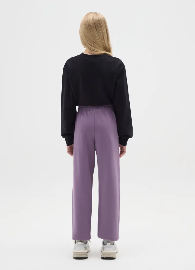 Pantaloni Jogger Viola Da Ragazza In Puro Cotone Con Stampa, Bambina, Viola miniatura 2