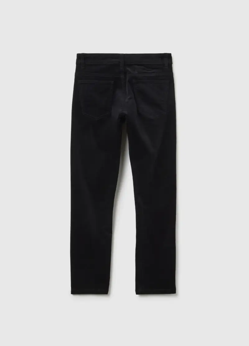 Pantaloni Neri Da Ragazzo In Misto Cotone Regular Fit, Bambino, Nero miniatura 2