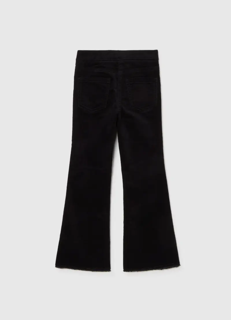 Pantaloni Neri Flare In Cotone Elasticizzato, Bambina, Nero miniatura 2