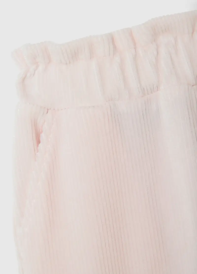 Pantaloni Rosa In Chenille Per Bambina, Beige miniatura 3