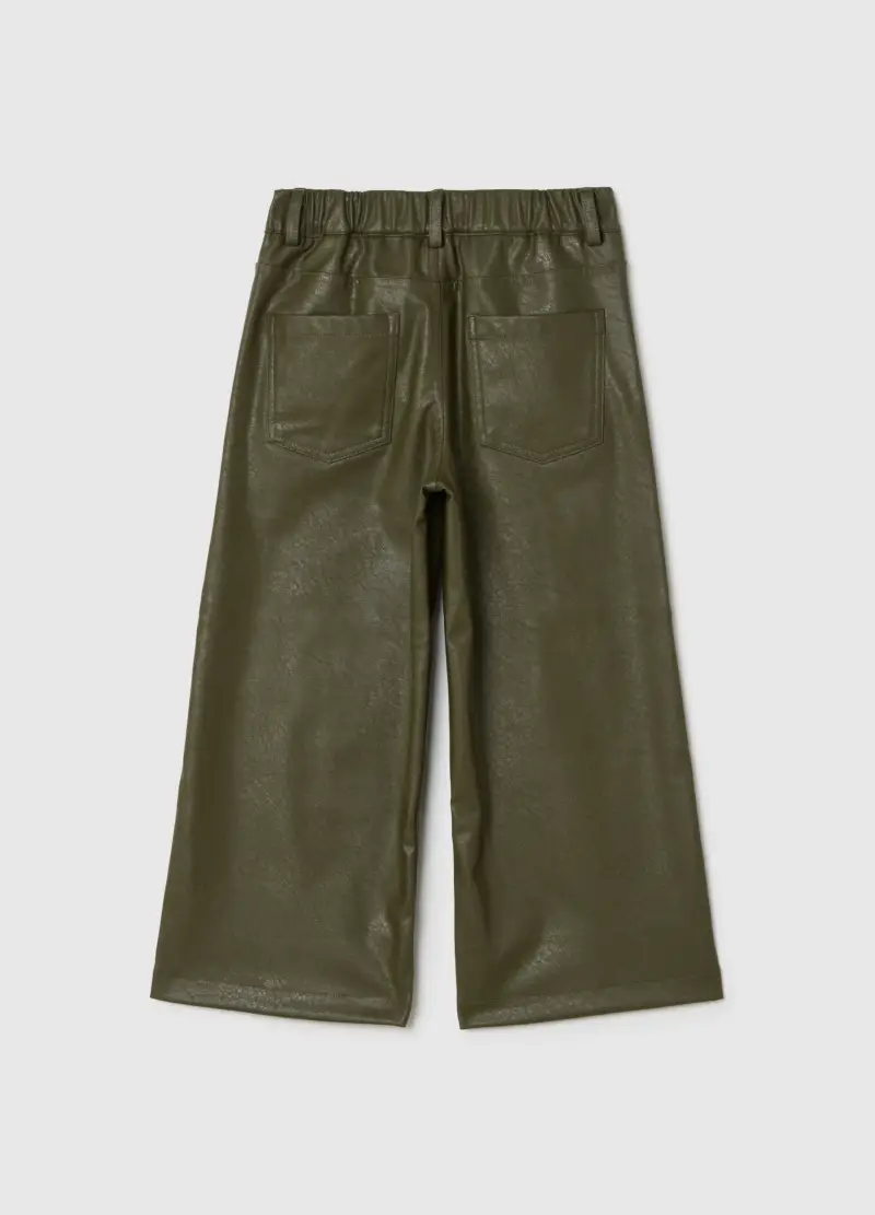 Pantaloni Verde In Finta Pelle, Bambina, Verde miniatura 2