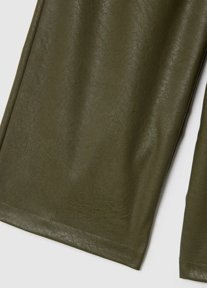 Pantaloni Verde In Finta Pelle, Bambina, Verde miniatura 3