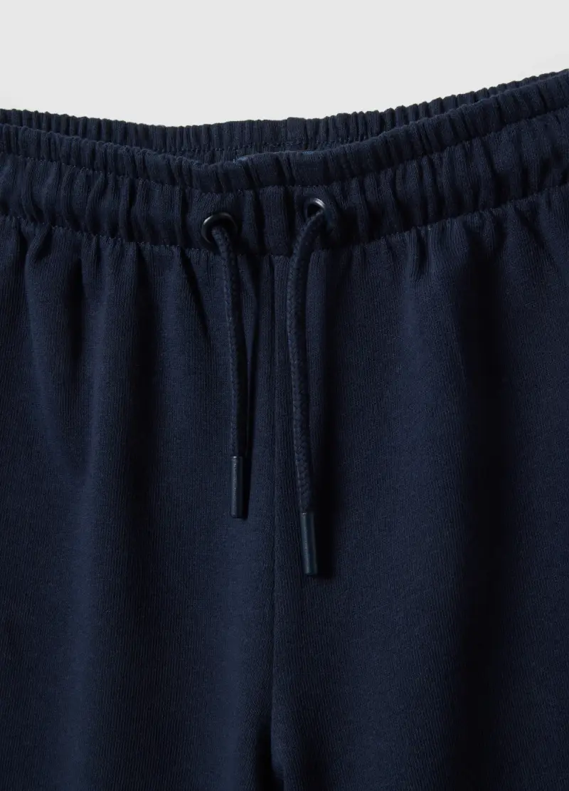 Pantaloni Wide Leg Da Bambina In Puro Cotone Blu, Blu miniatura 3