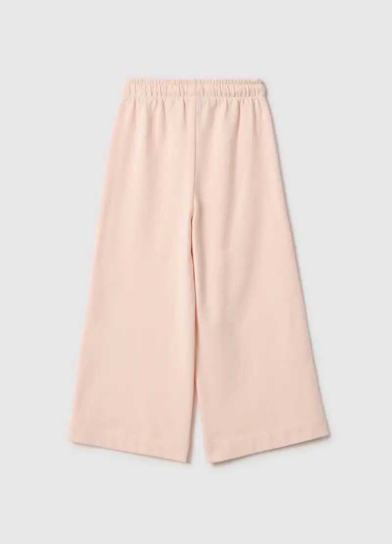 Pantaloni Wide Leg Da Bambina In Puro Cotone Rosa, Rosa miniatura 2