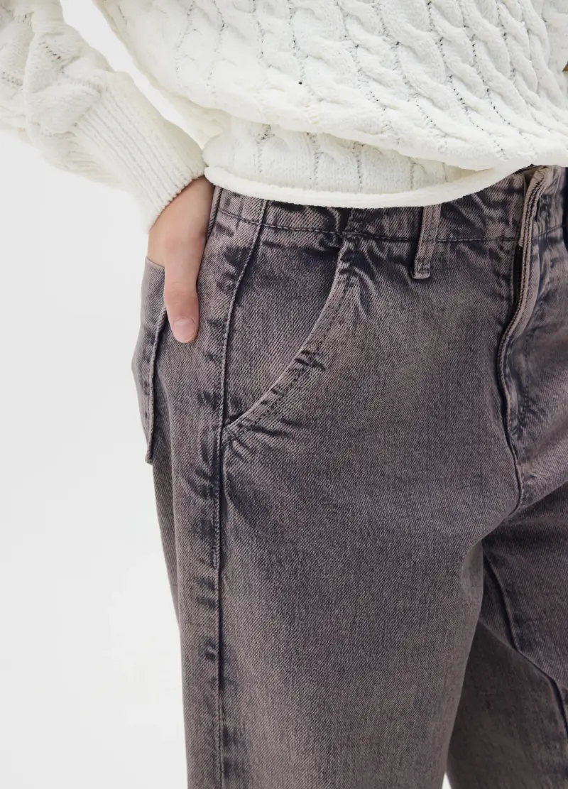 Pantaloni Wide Leg Da Ragazze In Denim Grigi, Bambina, Grigio miniatura 3