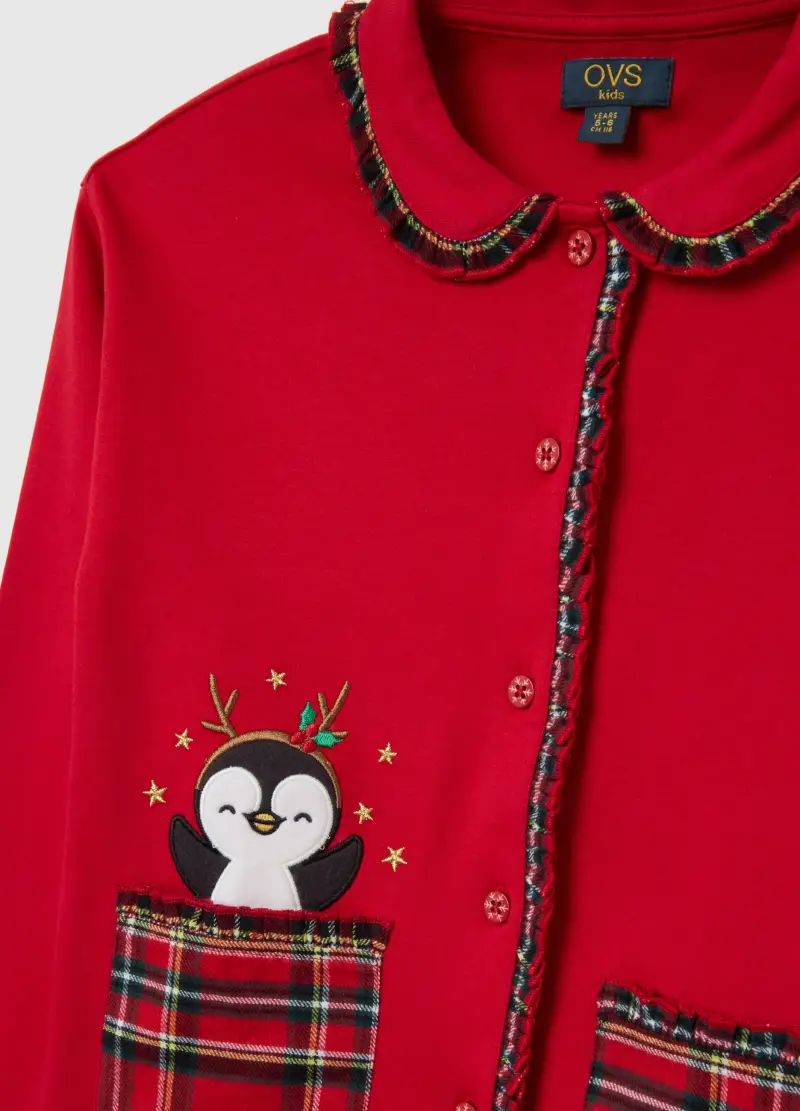 Pigiama A Quadri Multicolor Da Bambina In Puro Cotone Regular Fit, Multicolor miniatura 3